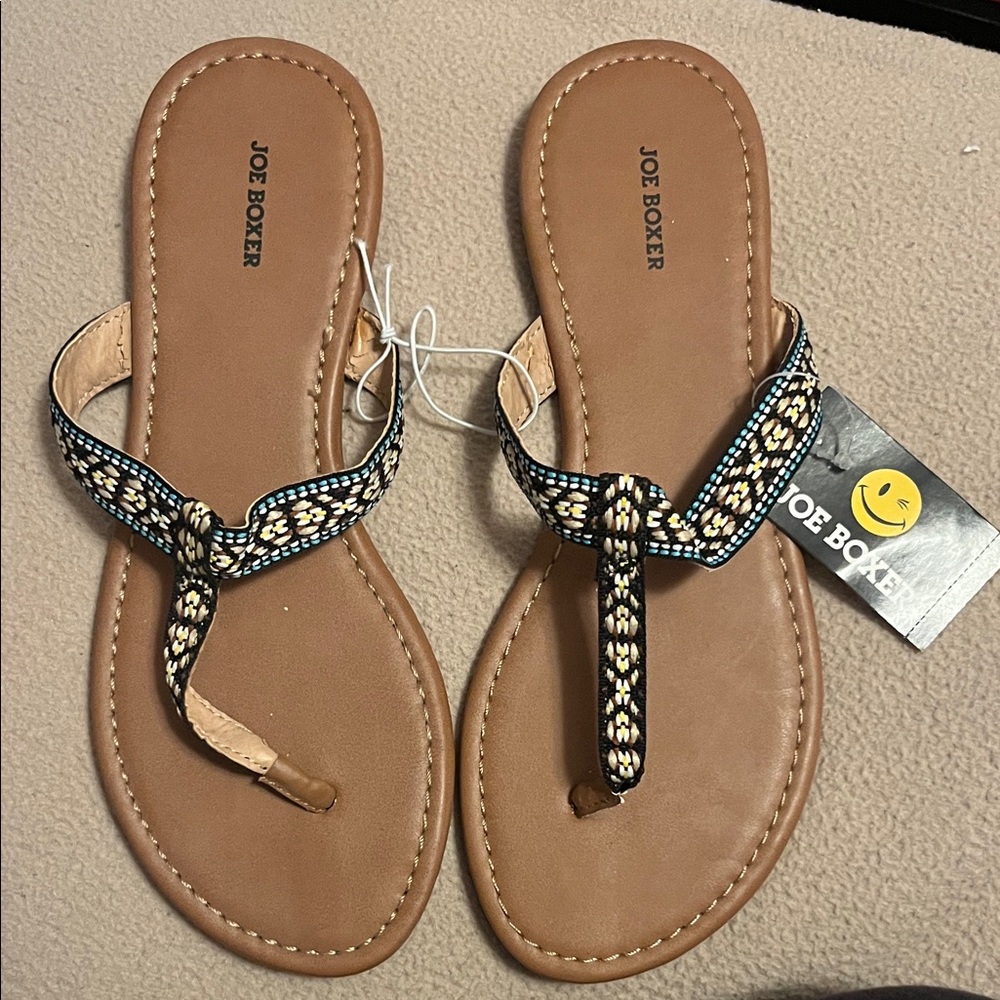 Joe Boxer Women's Beaded Tan Sandals